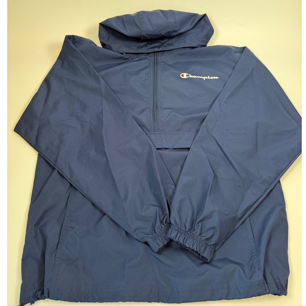 Champion Packable Anorak – Small – Navy Blue Lightweight Hooded Windbreaker